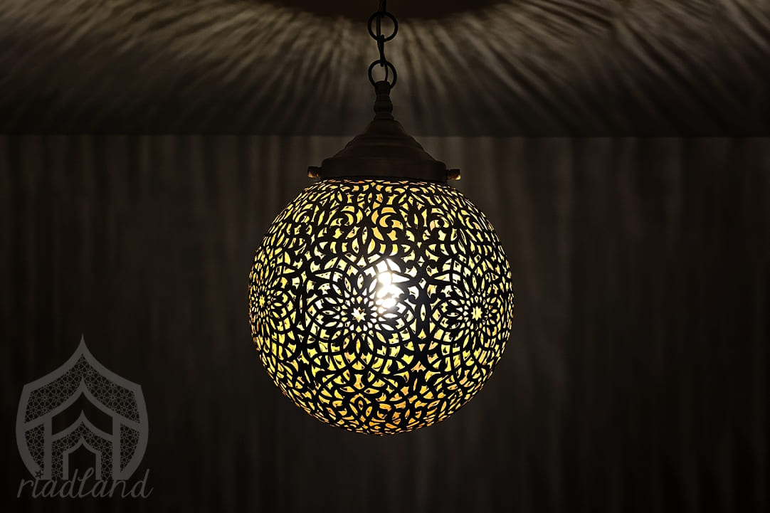 Small exotic handcrafted hanging lamp with a distinctive and stylish design perfect for small rooms